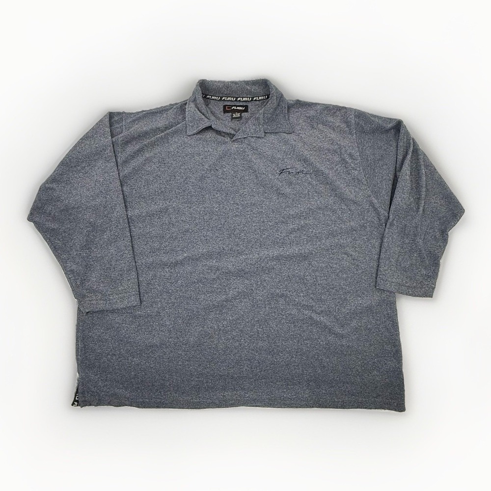 Vintage Fubu Shirt Mens 2XL Blue/Gray Baggy Long Sleeve Polo